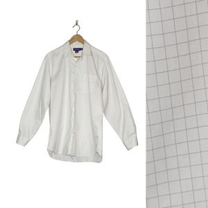 Ralph Lauren Purple Label White/ Gray Grid Long Sleeve Button Down Shirt Size L